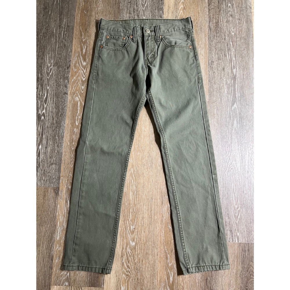 Levi's 511 Slim Fit Pants Mens 28x30 Olive Green Excellent Twill Chino Trousers